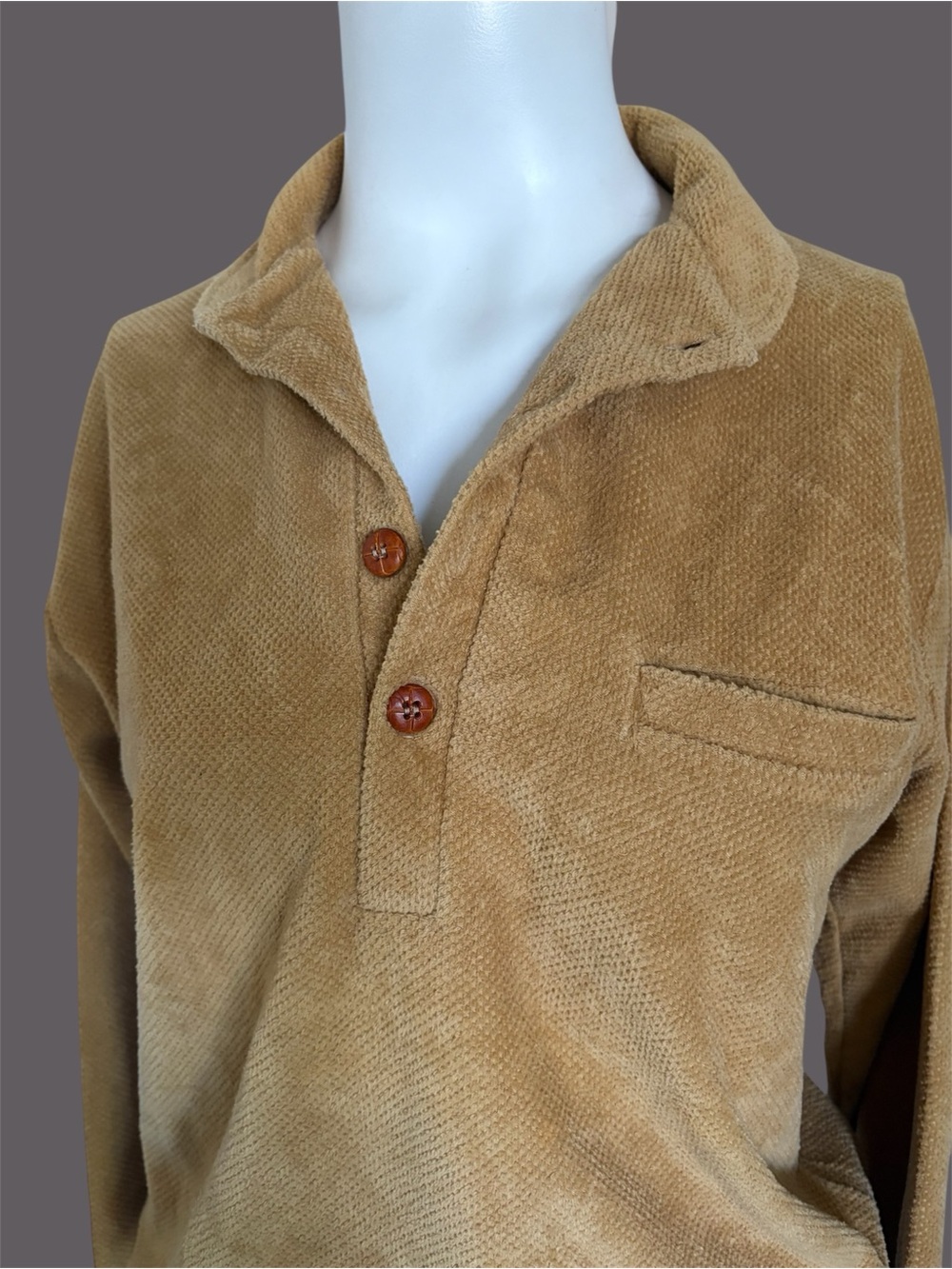 Men's Long-Sleeve Pullover Shirt - Camel Brown